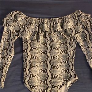 Blue and black snakeskin body suit